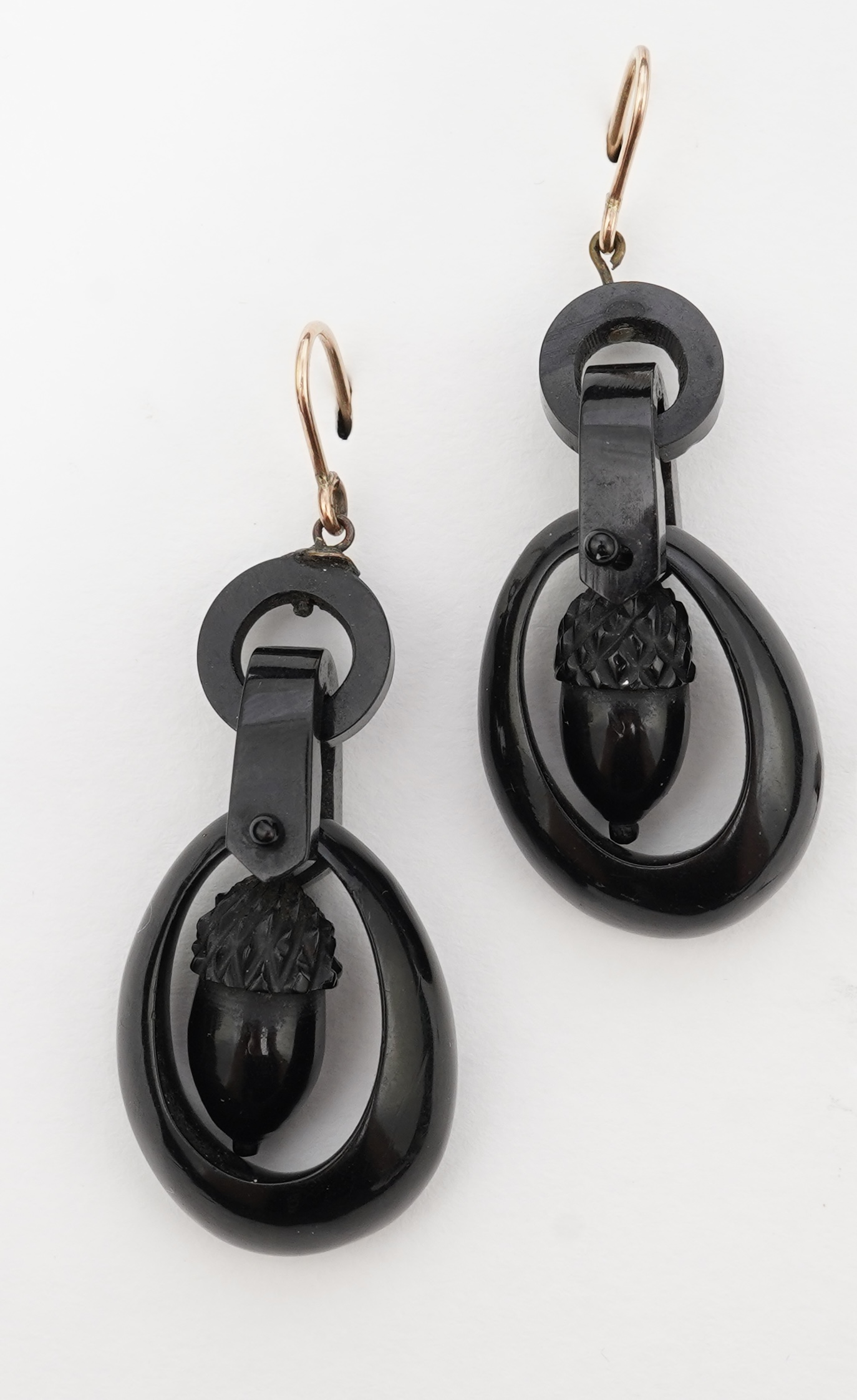 A rare pair of Victorian jet earrings, circa 1870
